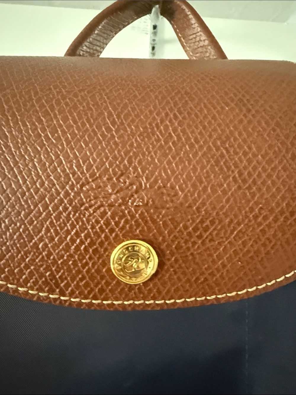 Longchamp Navy and Brown Le Pliage Small Backpack - Picture 2 of 6